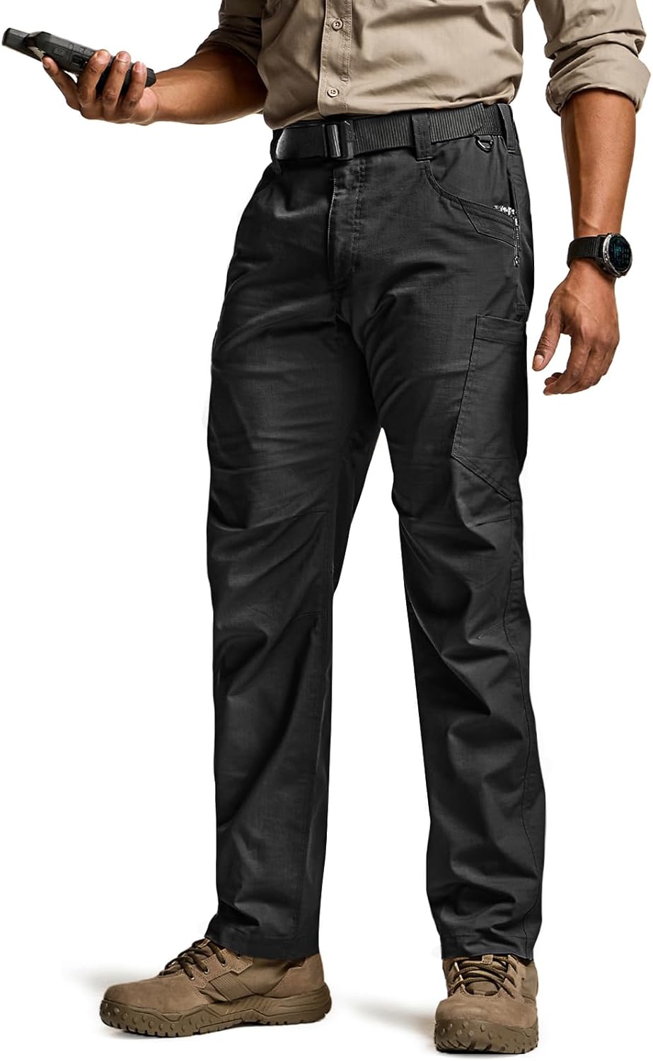 CQR Men's Utility Flex Cargo Pants for Tactical Hiking Comfort