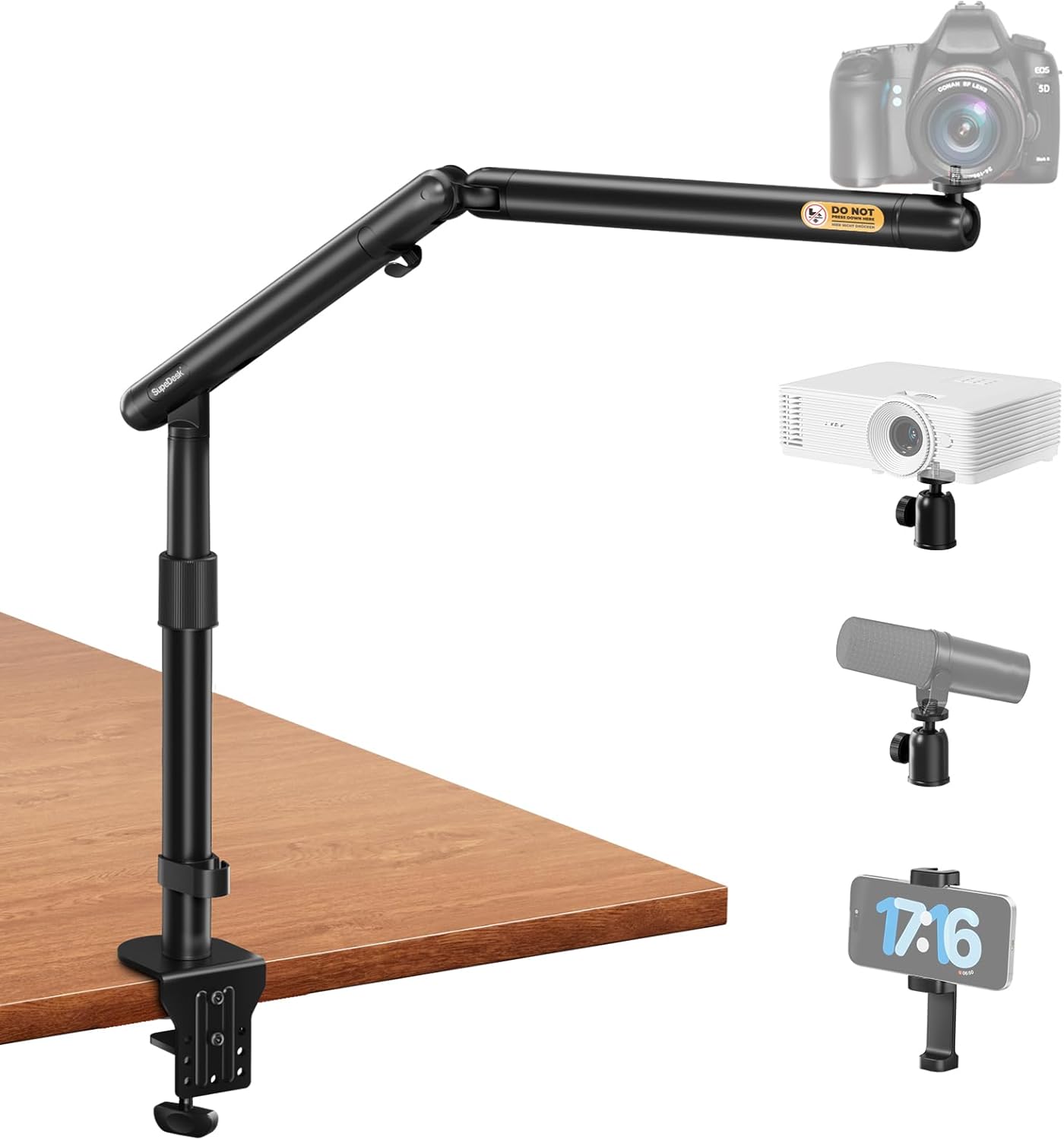 Overhead Camera Mount with Adjustable Desk Clamp for Filming