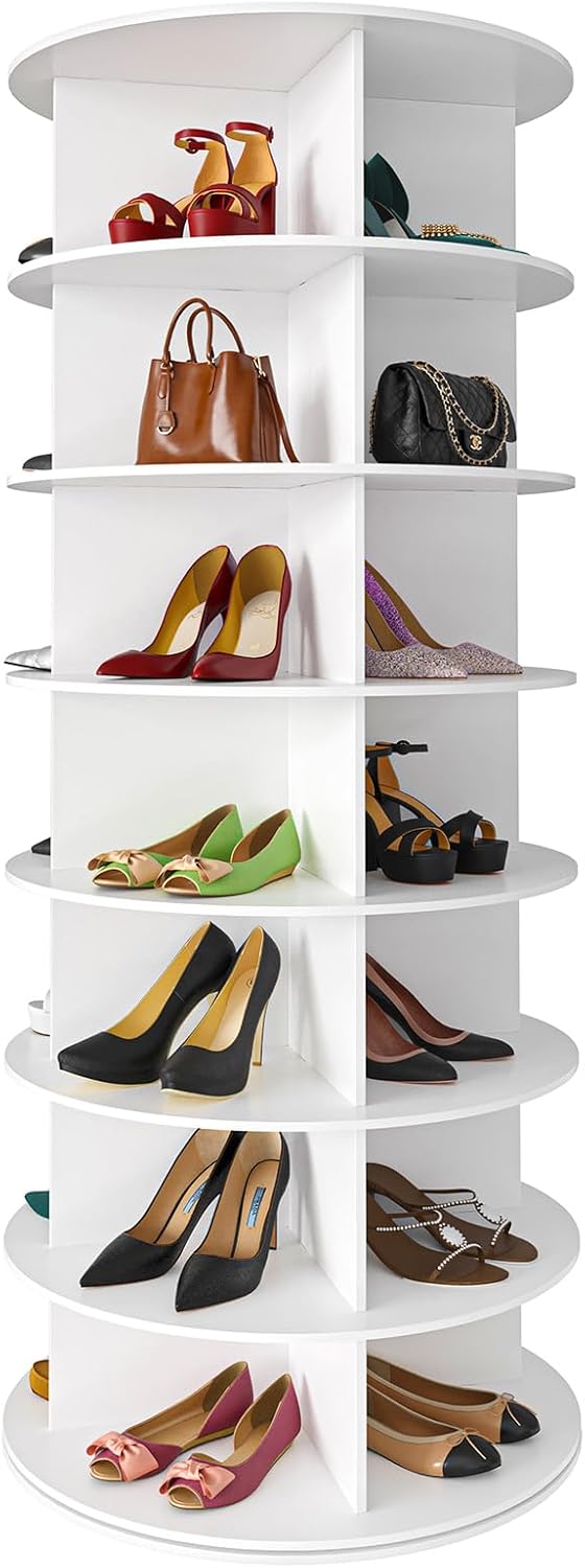 SpaceAid 7 Tier Rotating Shoe Rack Tower for Closet Organization