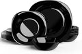 Black Dinnerware Set HomeElves Square 18-PCS for 6 - Sleek Durable
