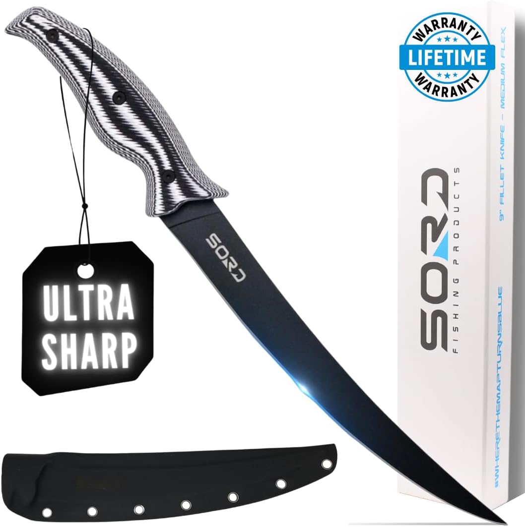 SORD 9in Medium Flex Fillet Knife for Fishing and Meat Prep