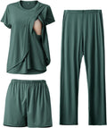 Postpartum Nursing Pajamas Set 3-Piece - Soft Maternity (Style 1G9Z)