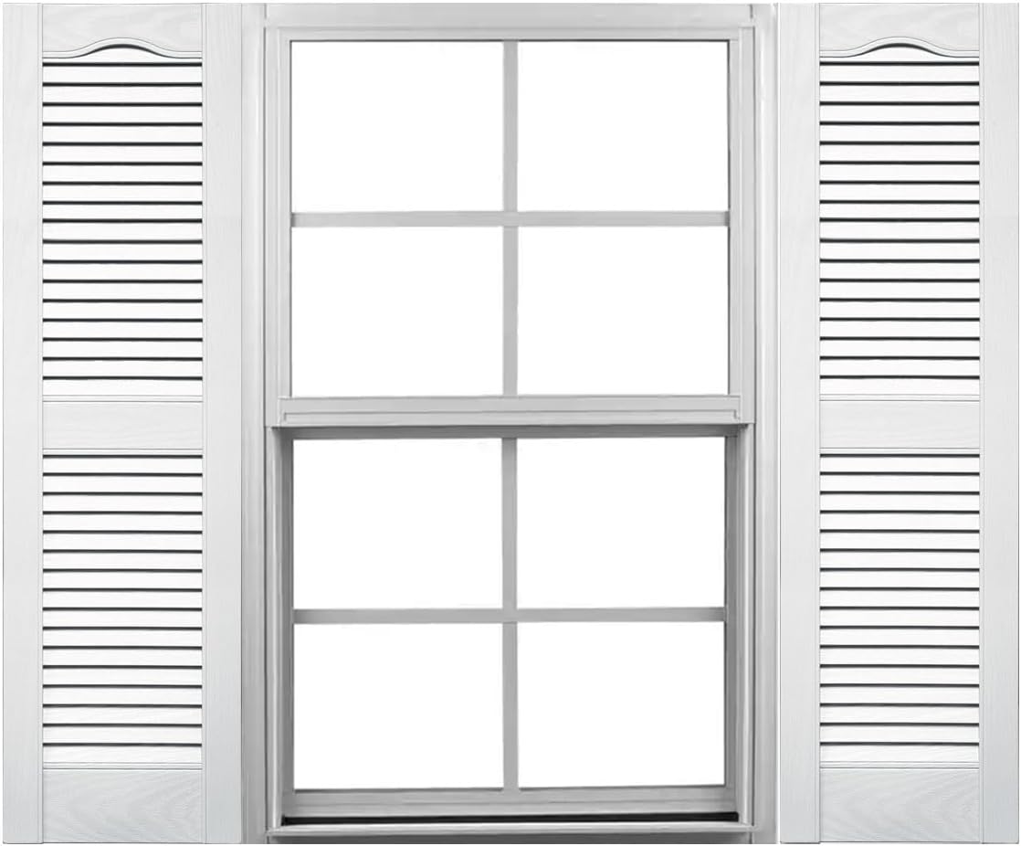 12W x 31H Mid-America Vinyl Cathedral Top Open Louver Shutter