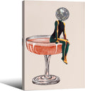 16x24 in Funky Disco Ball Girly Head Poster - 70s Retro Wall Art