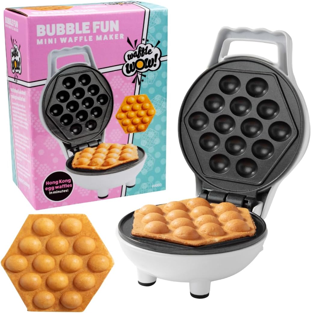 CucinaPro Bubble Mini Waffle Maker - Unique Tiny Egg Style Design for Special Breakfasts
