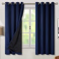Thermal Insulated 100% Blackout Curtains - Navy Blue, 2 Panels