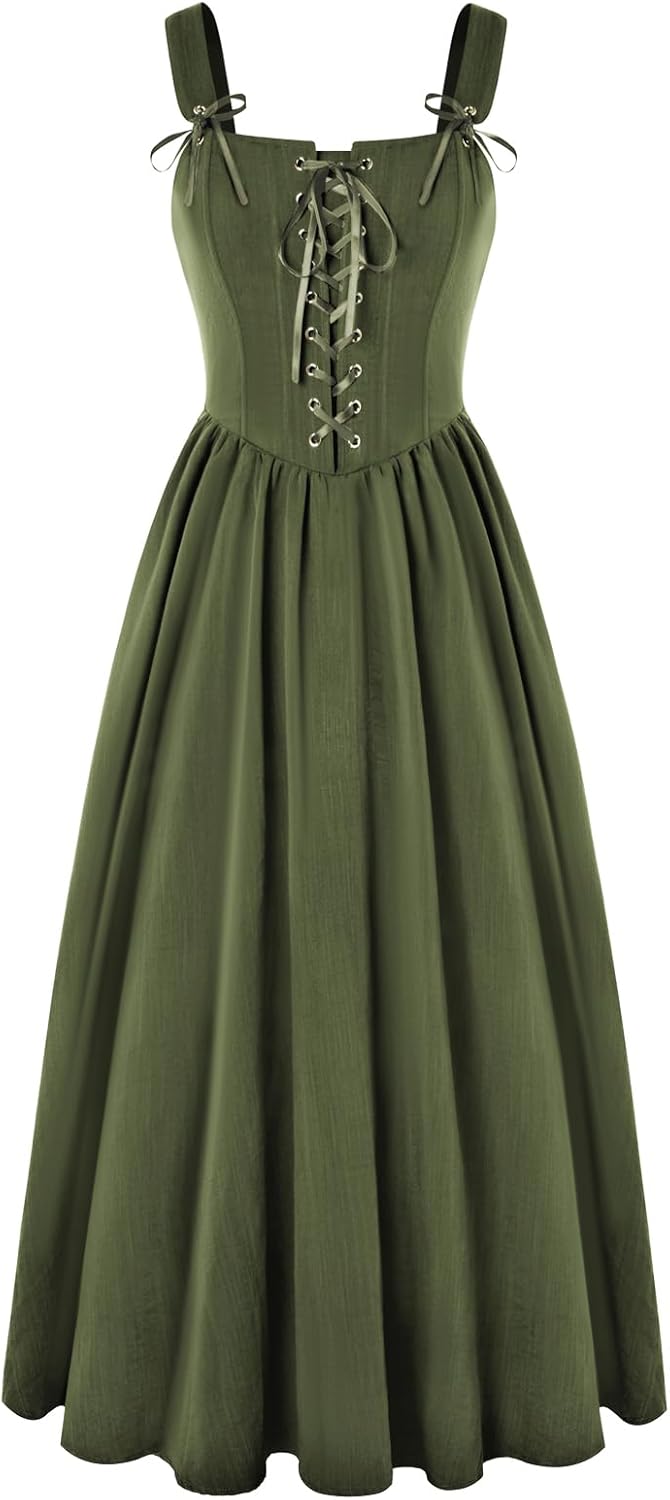 Scarlet Darkness Renaissance Dress for Women - Lace Up Maxi