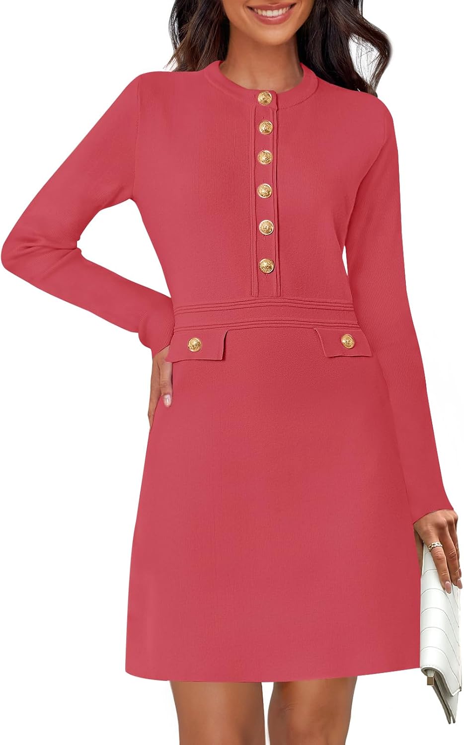 MEROKEETY Women's Long Sleeve Bodycon Sweater Dress for Fall