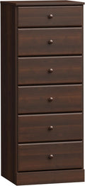 Prepac Astrid Tall Brown Dresser - Narrow 6-Drawer Chest