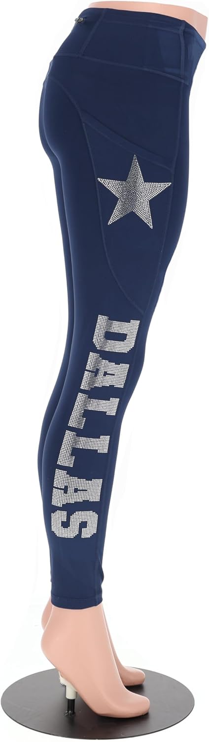 Retro Dallas Texas Rhinestone High Waisted Leggings for Women