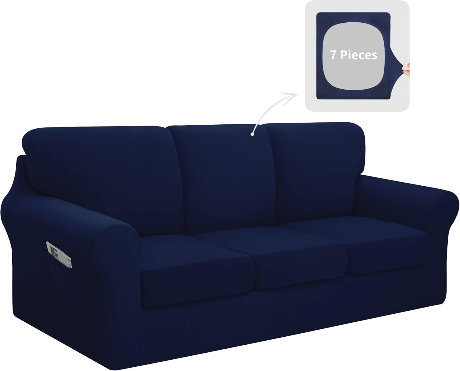 Easy-Going 7 Pieces Stretch Couch Cover Set for Large Sofas