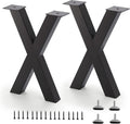 Bench Legs 16 in X-Shape Metal Bench Legs Set of 2 - Sturdy Black