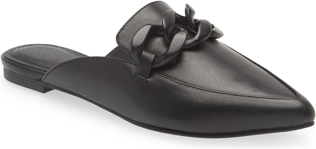 Juliet Holy Womens Mules Flats with Stylish Metal Chain Design
