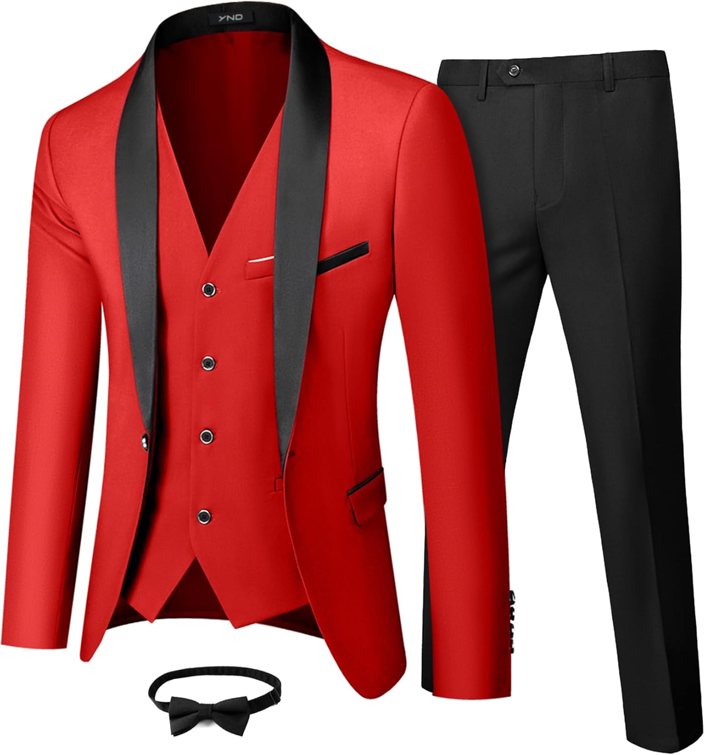 YND Men's 3 Piece Slim Fit Tuxedo Set for Any Occasion