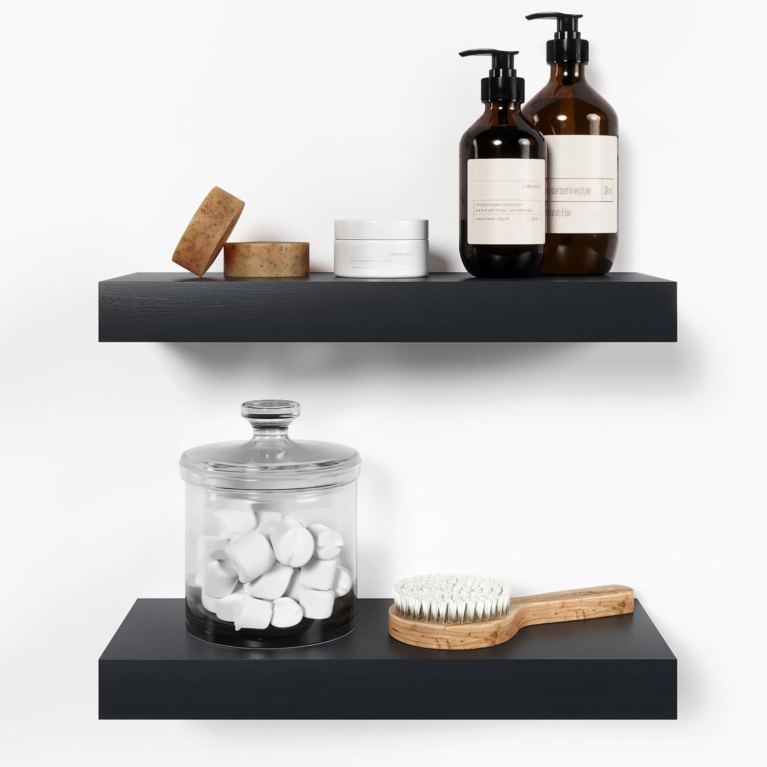 16 Inch Black Floating Shelves for Elegant Home Decor