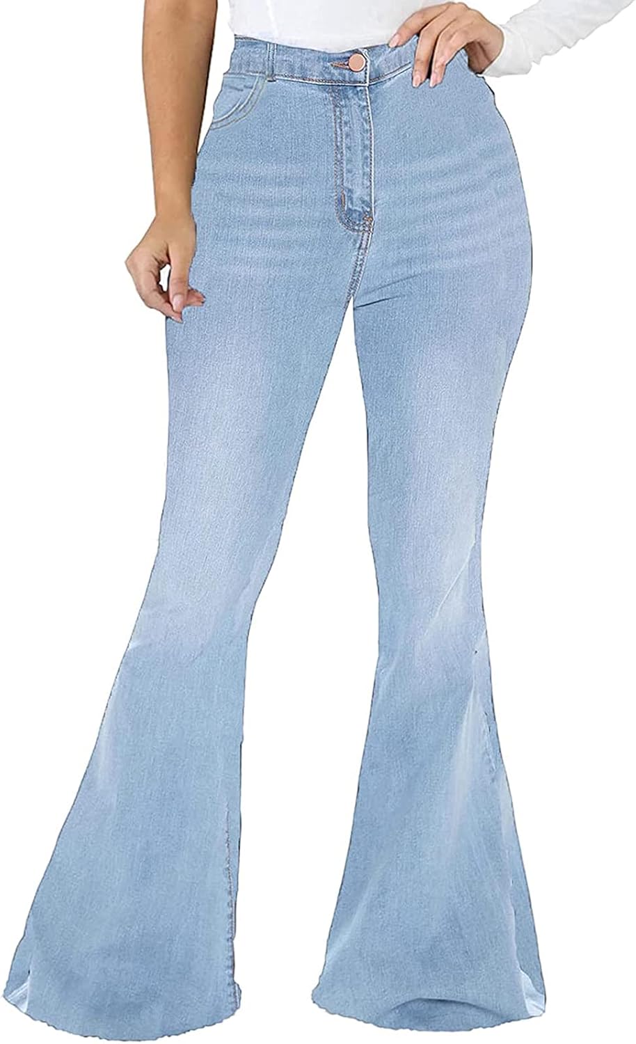 Ripped High Waisted Bell Bottom Jeans for Women Flared Denim
