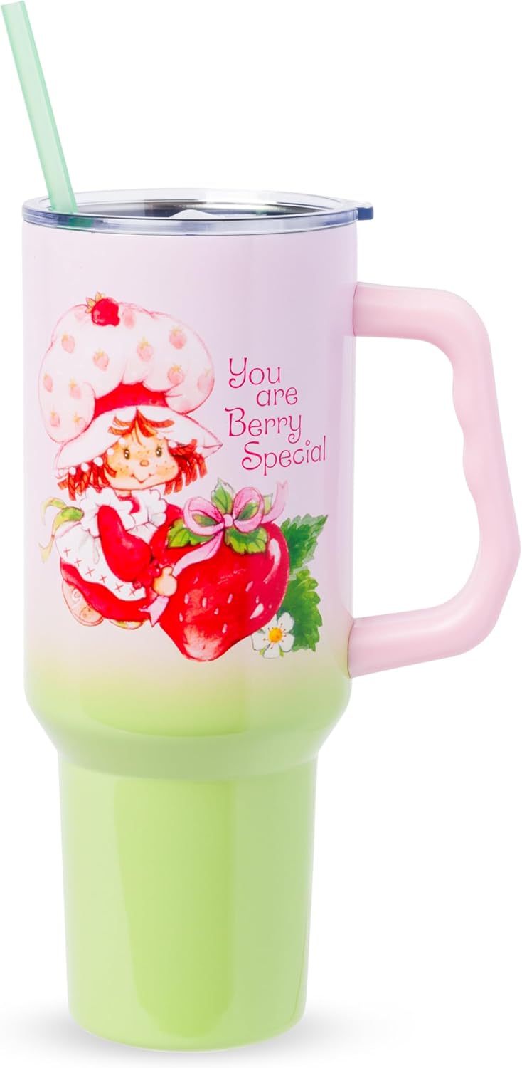 Strawberry Shortcake Tumbler with Handle and Straw, 40 Ounces