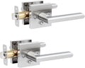 Privacy Door Handles with Lock Satin Nickel - 2 Pack Privacy Door