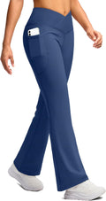 SANTINY Women's Fleece Lined Flare Yoga Pants - Warm, Pocketed Fit