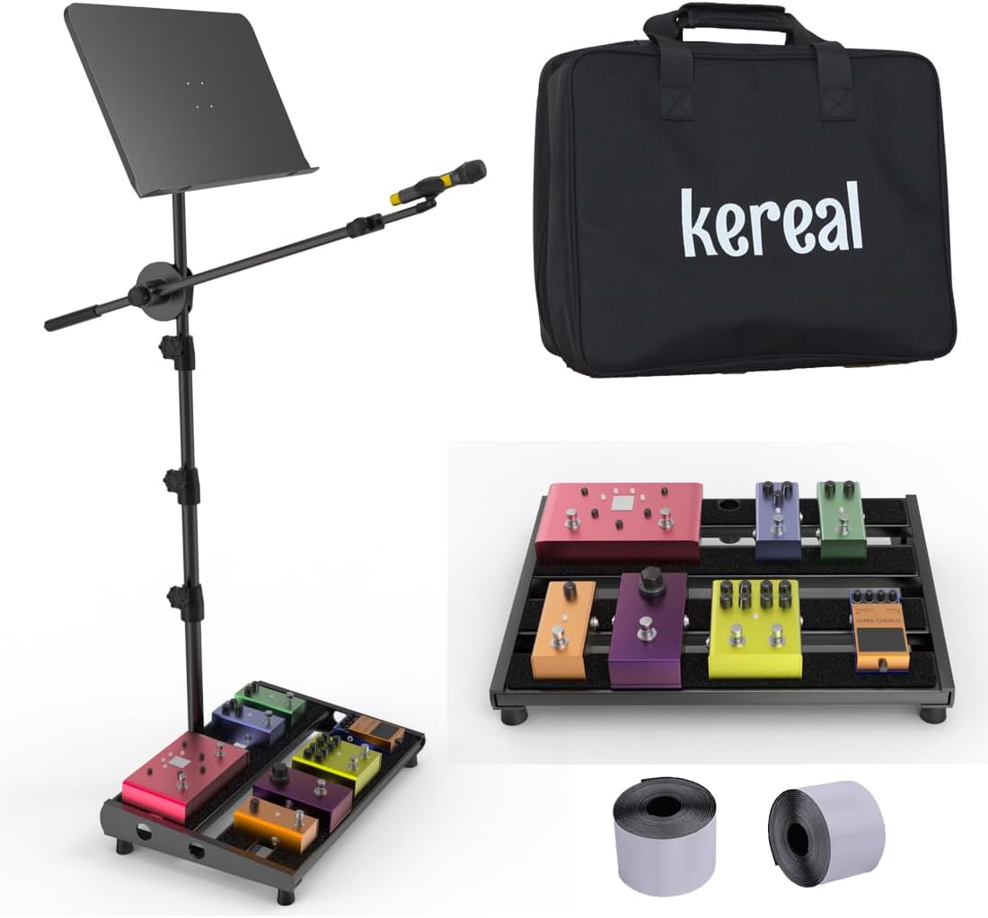 Kereal Guitar Pedal Board 16 X 12.4 with Adjustable Stand