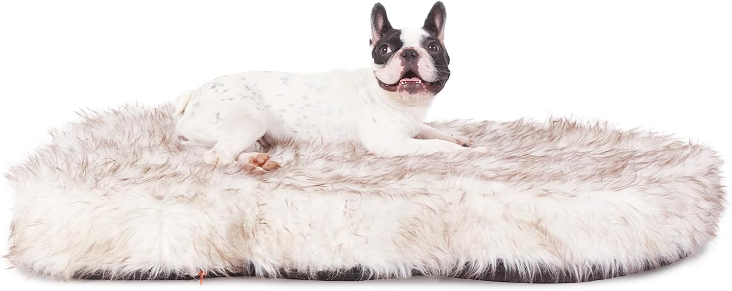 Laifug Luxury Faux Fur Dog Bed with Orthopedic Memory Foam