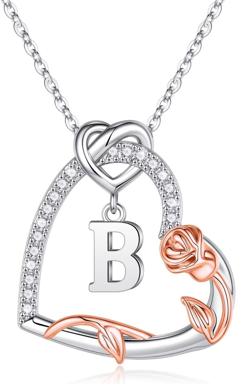 925 Sterling Silver Heart Initial Necklace for Women Gifts