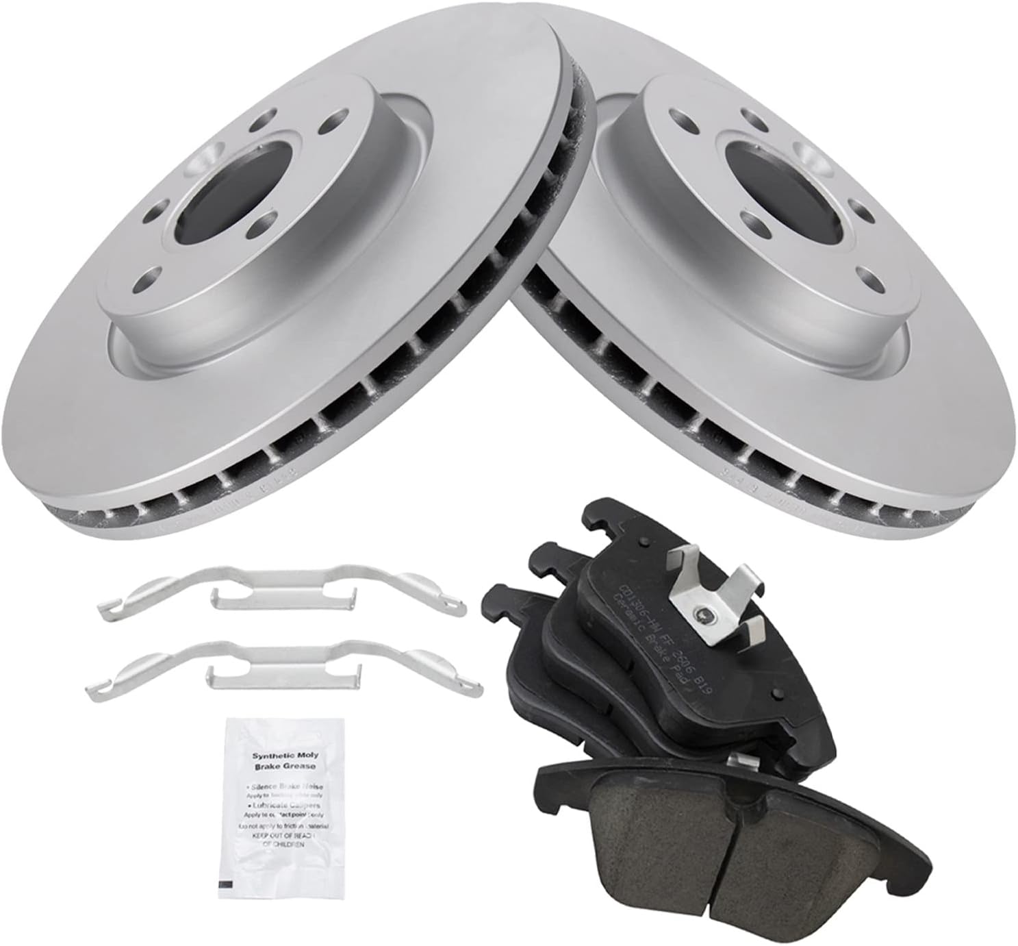 TRQ Front Ceramic Brake Pads & Rotors Kit for Volvo Vehicles