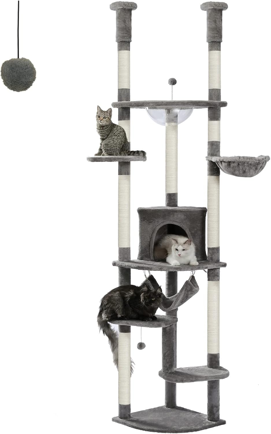 Height Adjustable Cat Tree with Cozy Condo and Hammock