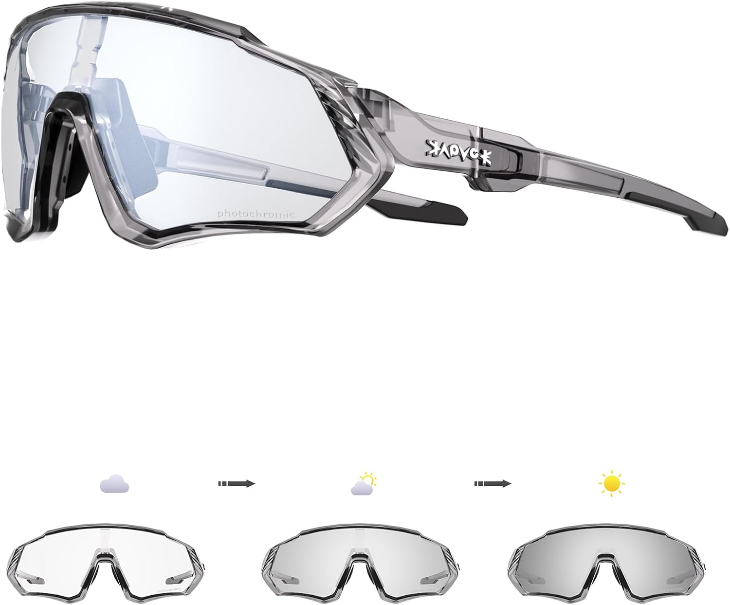 KAPVOE Photochromic Cycling Glasses for Men and Women MTB