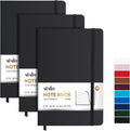 ViVin Lined Journal Notebooks 3 Pack (Black) - Durable A5 Hardcover