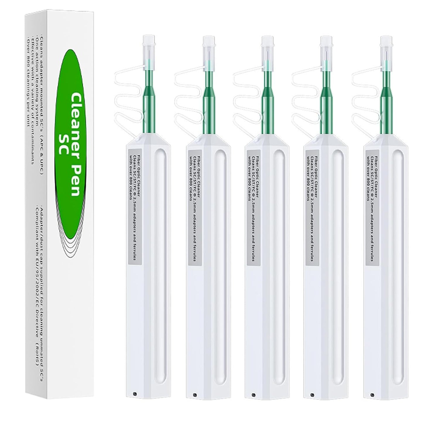 5-Pack Fiber Optic Cleaner Pens for High-Efficiency Cleaning