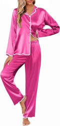 Silk Pajamas Set for Women - Long Sleeve Satin Ruffle PJs