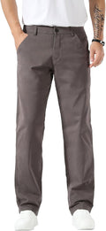 Plaid&Plain Men's Khaki Pants Stretchy Straight Fit - Comfortable them