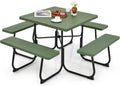 Tangkula 8 Person Picnic Table with 4 Built-in Benches - Sturdy