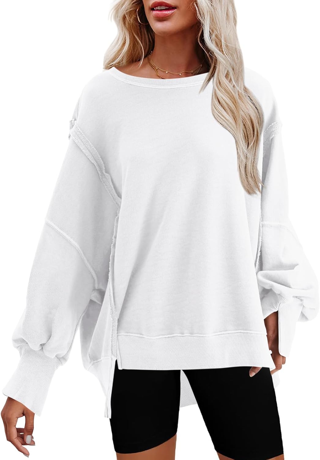 Nirovien Womens Oversized Crewneck Sweatshirt for Cozy Style