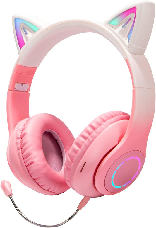 Wireless Cat Ear Headphones for Girls - Foldable & Comfortable