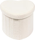 Heart Shaped Storage Ottoman Cube - Plush Boucle Footstool