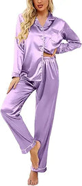 Elegant Ekouaer Women's Classic Silk Pajama Set for Relaxation