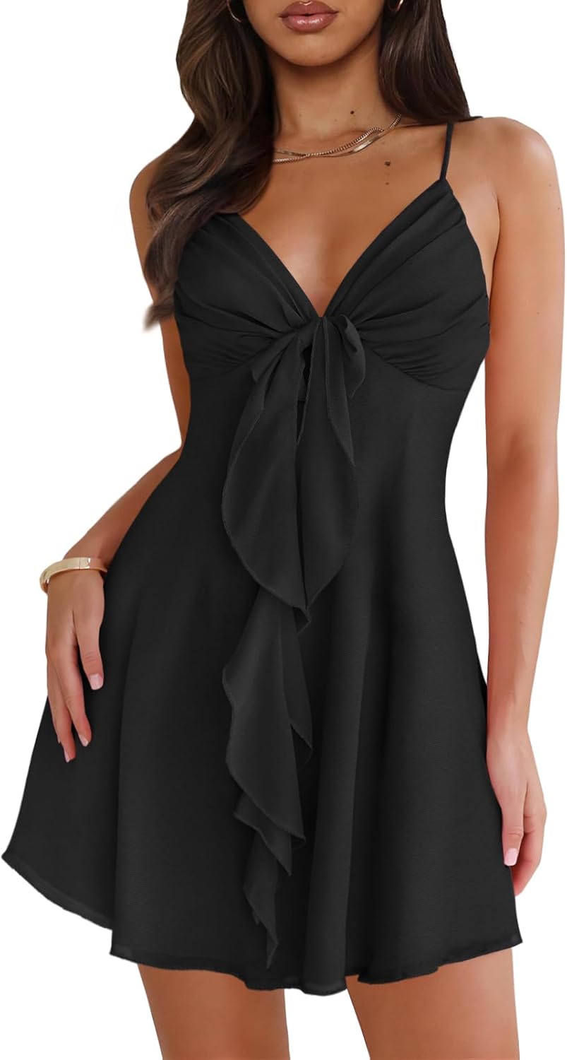 Women Sleeveless Sexy V Neck Summer Dress for Casual Parties