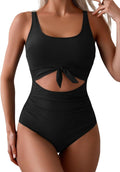 Eomenie One Piece Swimsuit Tummy Control Slimming Cutout Tie Knot you