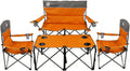 Folding Camping Chair Set of 4 - Portable Collapsible Conversation Set