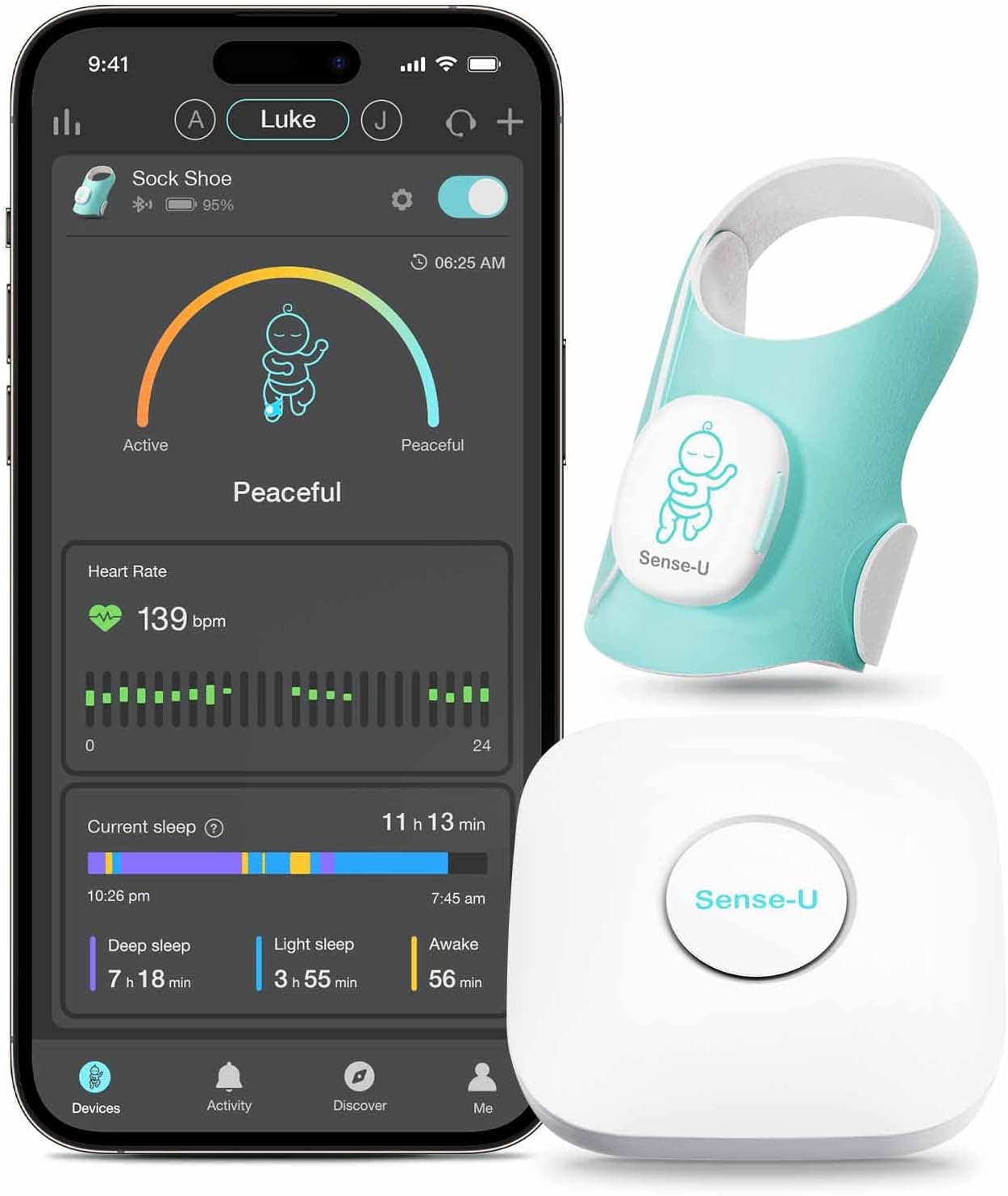 Sense-U Smart Sock Shoe Baby Monitor for Heart Rate Tracking