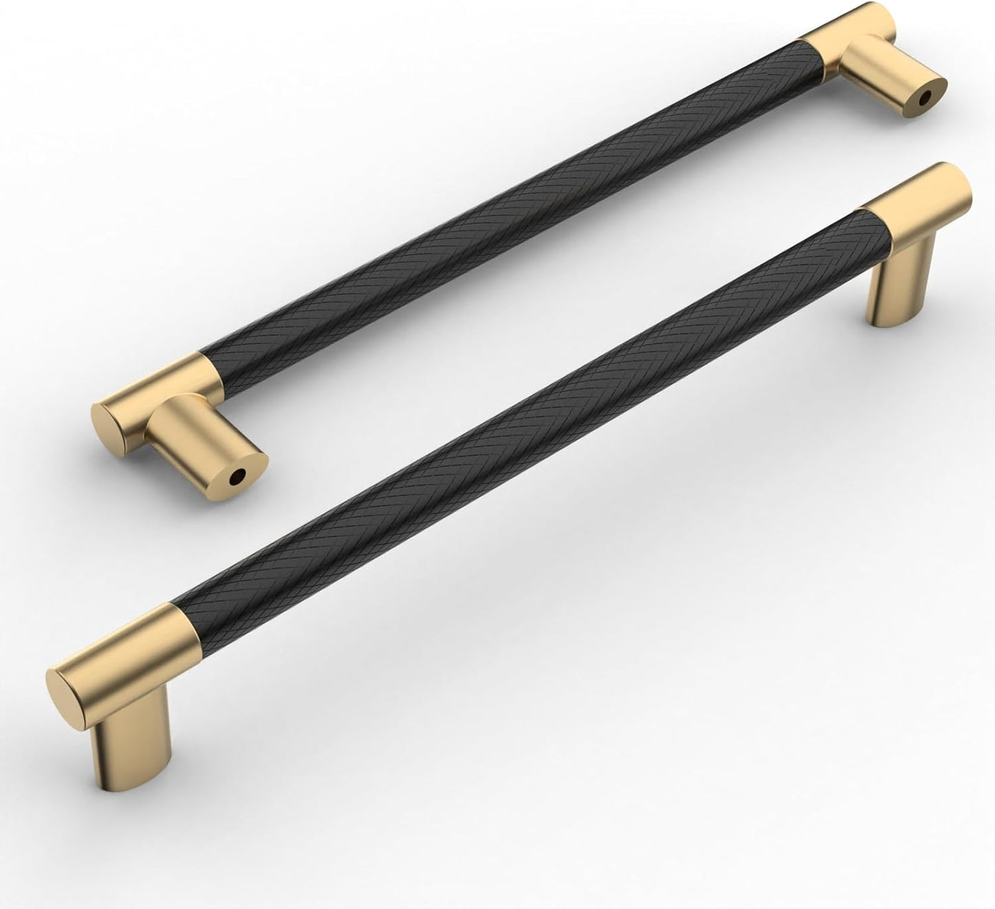 Amerdeco 10 Pack Matte Black and Gold Knurled Cabinet Pulls