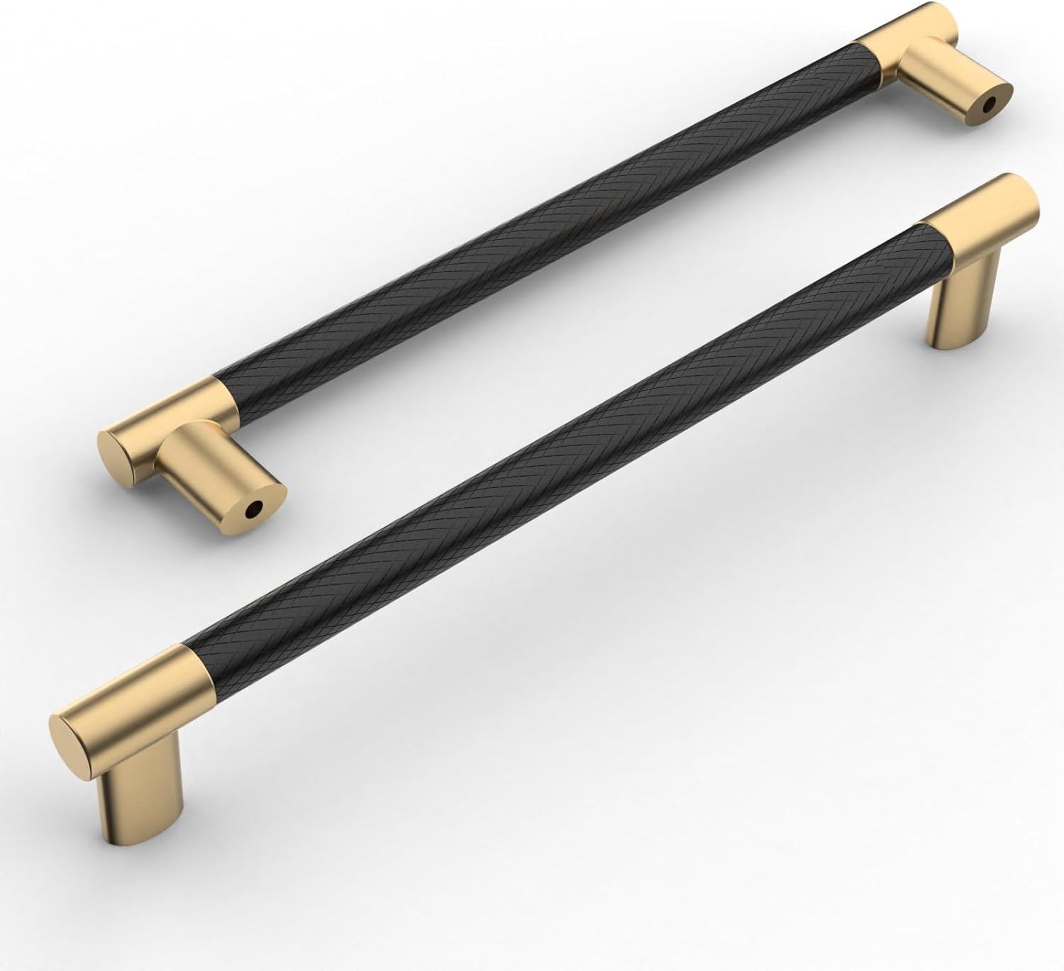 Amerdeco 10 Pack Matte Black and Gold Knurled Cabinet Pulls