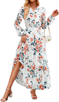 Women's 2025 Fall Long Sleeve Maxi Floral Dress - Flowy Boho Style