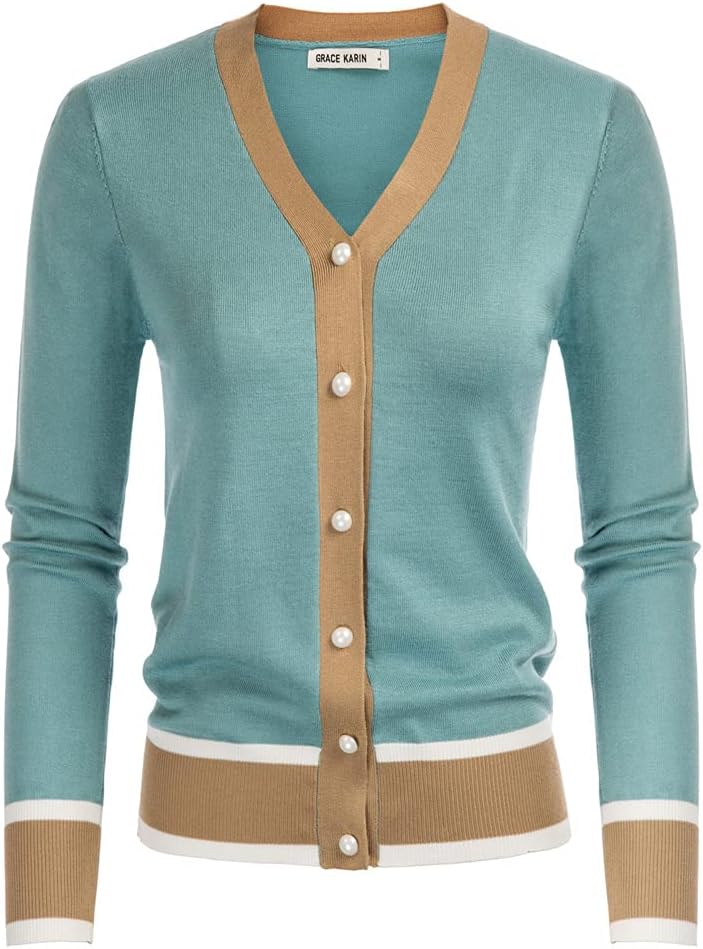 Stylish Contrast Color Block Cardigan for All Seasons Wear