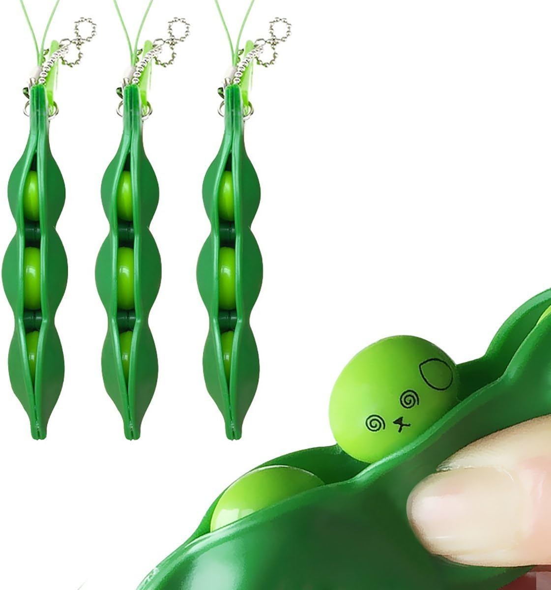 Squeeze-a-Bean Fidget Trio - Stress Relief Keychains