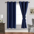 Blackout Curtains with Tiebacks - Thermal, Noise Reducing Navy Blue