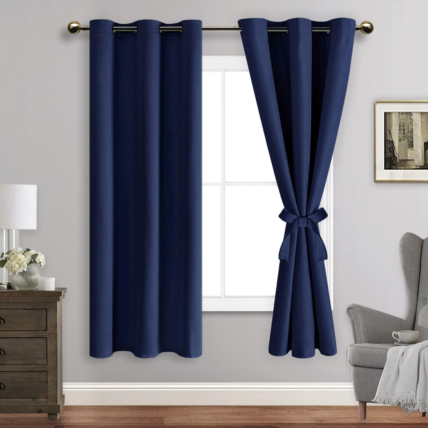 Sleep Soundly: Navy Blue Blackout Curtains - Set of 2 Panels