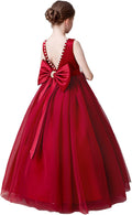 Flower Girl Dress for Girls Satin Tulle Maxi - Ruffle Sleeve V-Back